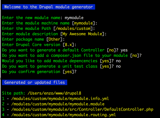 drupal console generate module